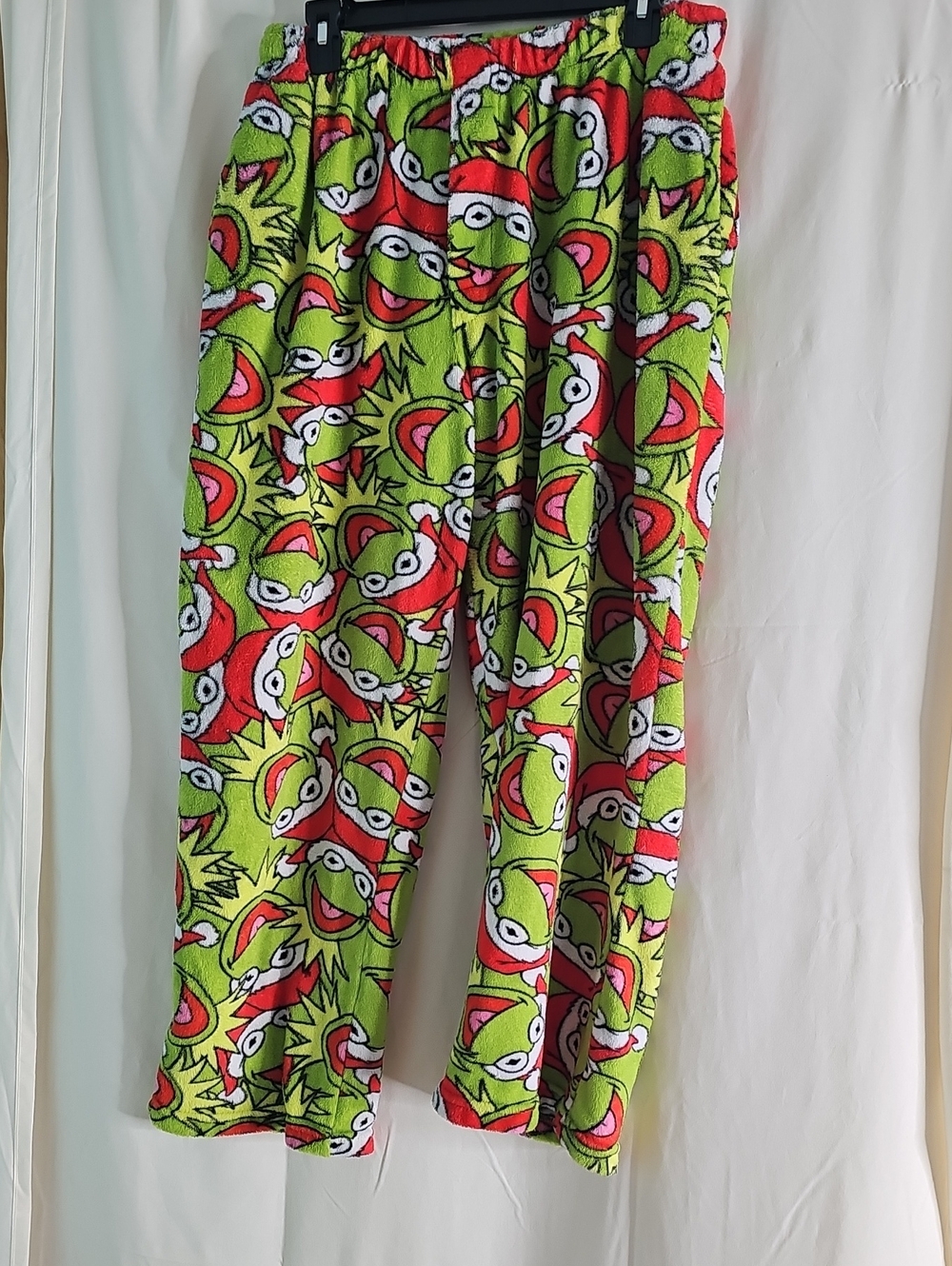 Disney Plush Fleece Lounge Pants in Bright Green with Red & Pink Accents